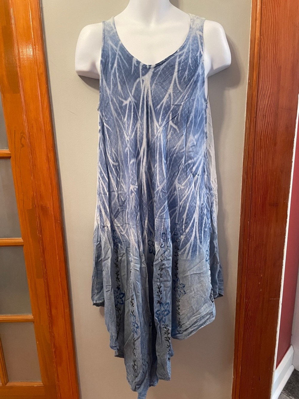 ⭐️NWT PAPA VANCOUVER HandDyed Boho Indie Asymmetrical Blue Sleeveless Maxi Dress